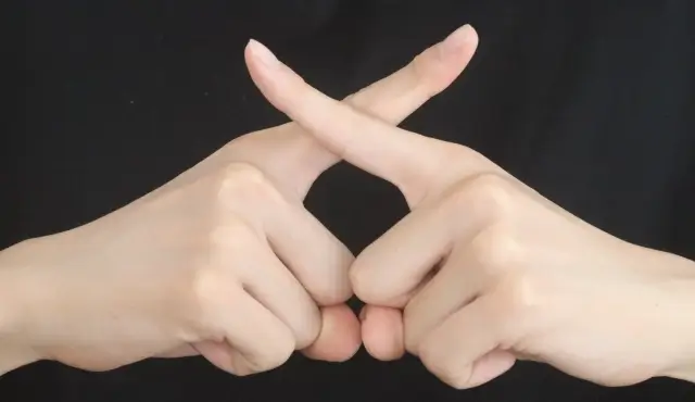 バツポーズの手