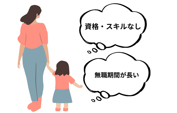 特別な資格やスキルがなく無職期間が長い主婦が子どもと手を繋いでいる画像